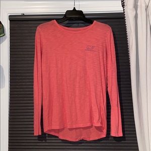Coral Vineyard Vines Whale Long Sleeve Tee